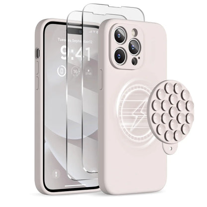 Magnetic/Suction Cup Case for iPhone 14 Pro Max Case, Compatible with MagSafe, [Full Camera Protection][2 Screen Protectors]