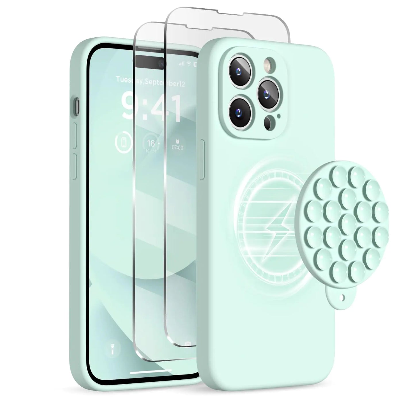 Magnetic/Suction Cup Case for iPhone 14 Pro Max Case, Compatible with MagSafe, [Full Camera Protection][2 Screen Protectors]