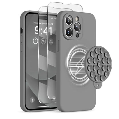 Magnetic/Suction Cup Case for iPhone 14 Pro Max Case, Compatible with MagSafe, [Full Camera Protection][2 Screen Protectors]
