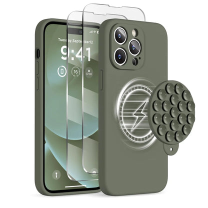 Magnetic/Suction Cup Case for iPhone 14 Pro Max Case, Compatible with MagSafe, [Full Camera Protection][2 Screen Protectors]