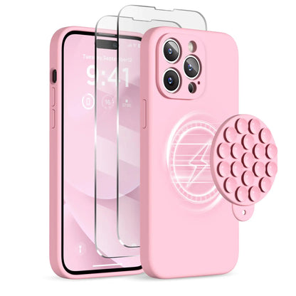 Magnetic/Suction Cup Case for iPhone 14 Pro Max Case, Compatible with MagSafe, [Full Camera Protection][2 Screen Protectors]