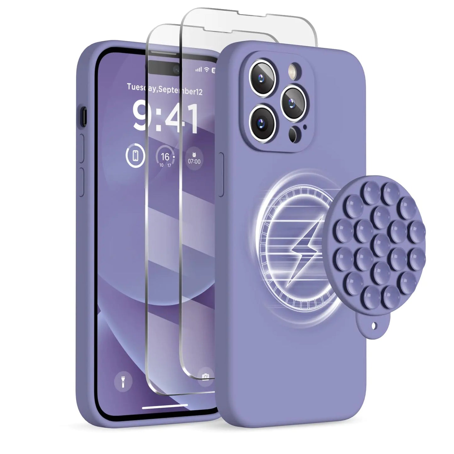 Magnetic/Suction Cup Case for iPhone 14 Pro Max Case, Compatible with MagSafe, [Full Camera Protection][2 Screen Protectors]