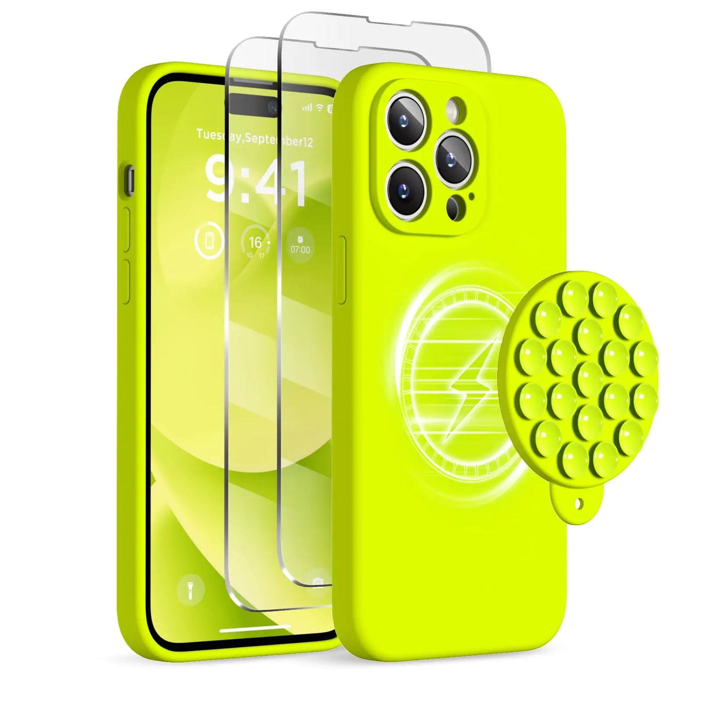 Magnetic/Suction Cup Case for iPhone 14 Pro Max Case, Compatible with MagSafe, [Full Camera Protection][2 Screen Protectors]