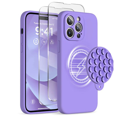 Magnetic/Suction Cup Case for iPhone 14 Pro Max Case, Compatible with MagSafe, [Full Camera Protection][2 Screen Protectors]