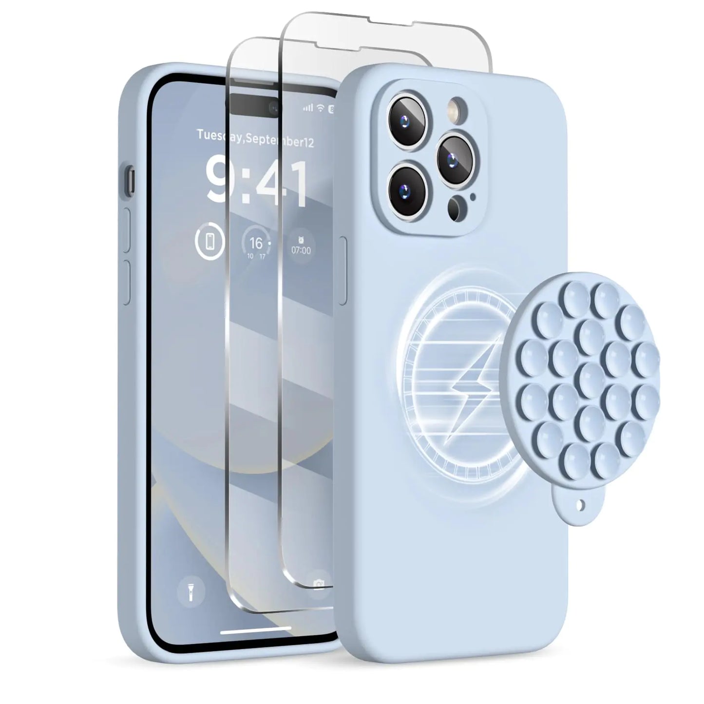 Magnetic/Suction Cup Case for iPhone 14 Pro Max Case, Compatible with MagSafe, [Full Camera Protection][2 Screen Protectors]