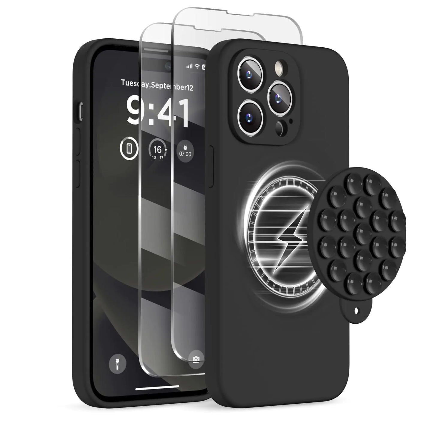 Magnetic/Suction Cup Case for iPhone 14 Pro Max Case, Compatible with MagSafe, [Full Camera Protection][2 Screen Protectors]