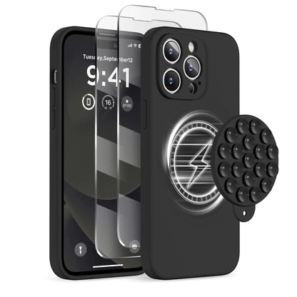 Magnetic/Suction Cup Case for iPhone 14 Pro Max Case, Compatible with MagSafe, [Full Camera Protection][2 Screen Protectors]