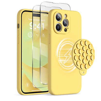 Magnetic/Suction Cup Case for iPhone 14 Pro Max Case, Compatible with MagSafe, [Full Camera Protection][2 Screen Protectors]